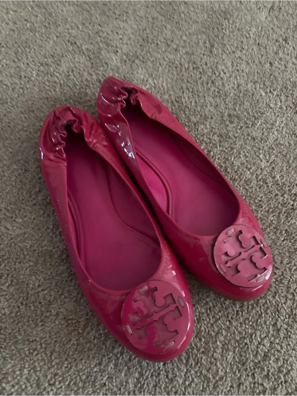 Women's Tory Burch Pink Patent Leather Ballet Flats